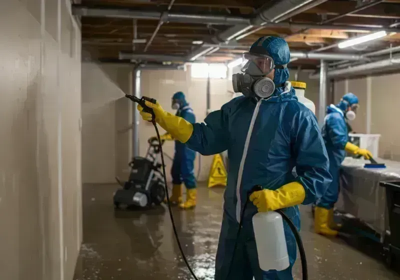 Basement Sanitization and Antimicrobial Treatment process in Central Garage, VA