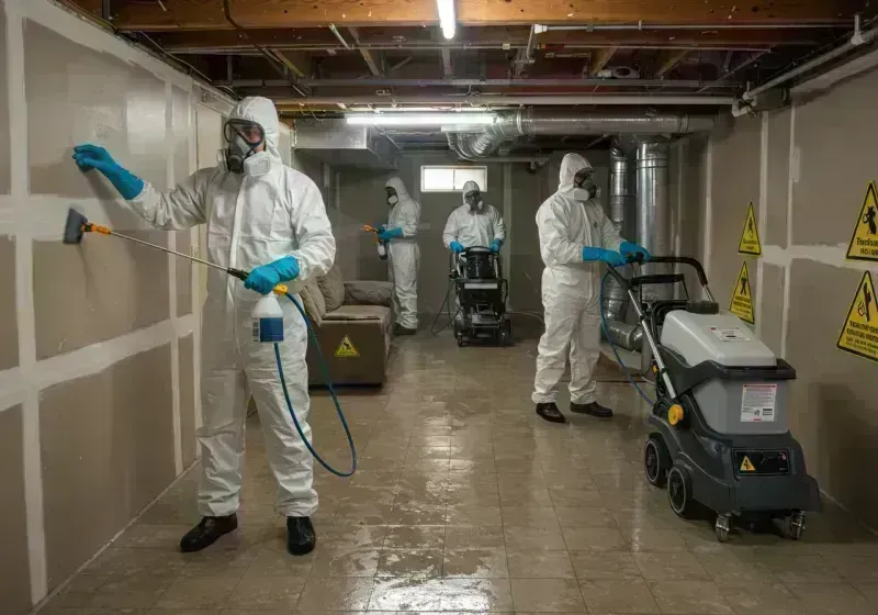 Basement Moisture Removal and Structural Drying process in Central Garage, VA